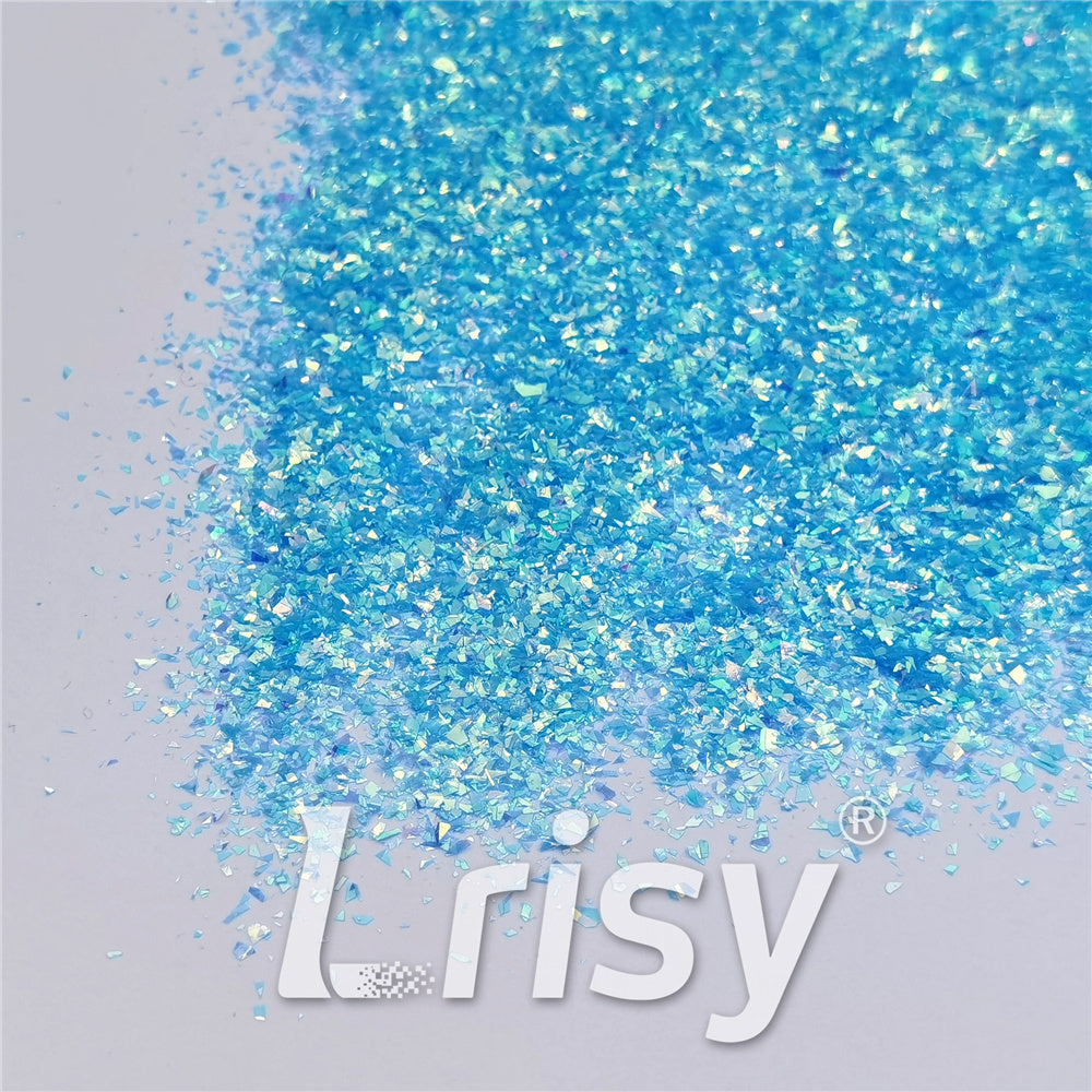 Fluorescent Blue High Brightness Iridescent Cellophane Glitter Shards (Flakes) FC337A 2x2