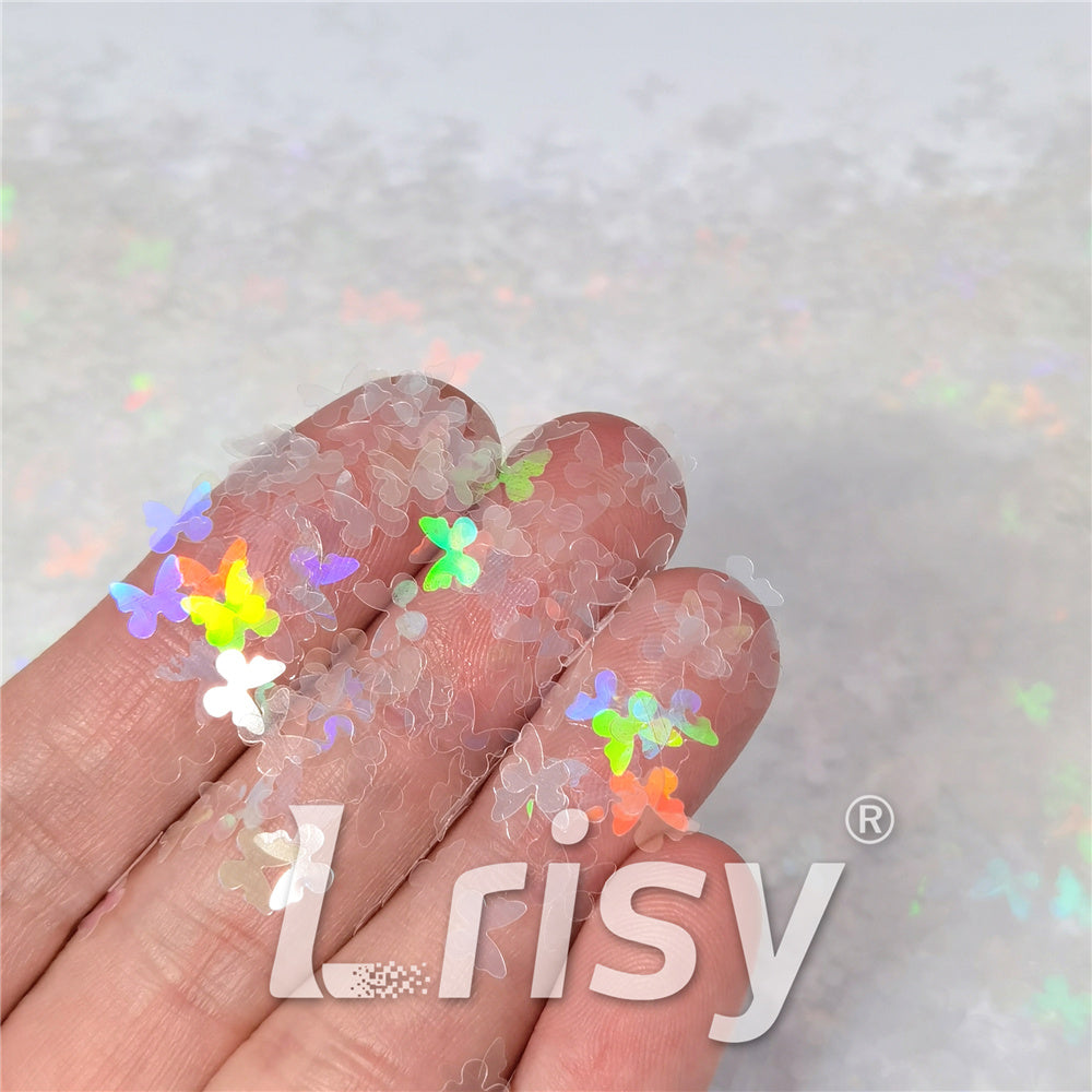 5mm Butterfly Shaped Rainbow Translucent Holographic Glitter LB01100