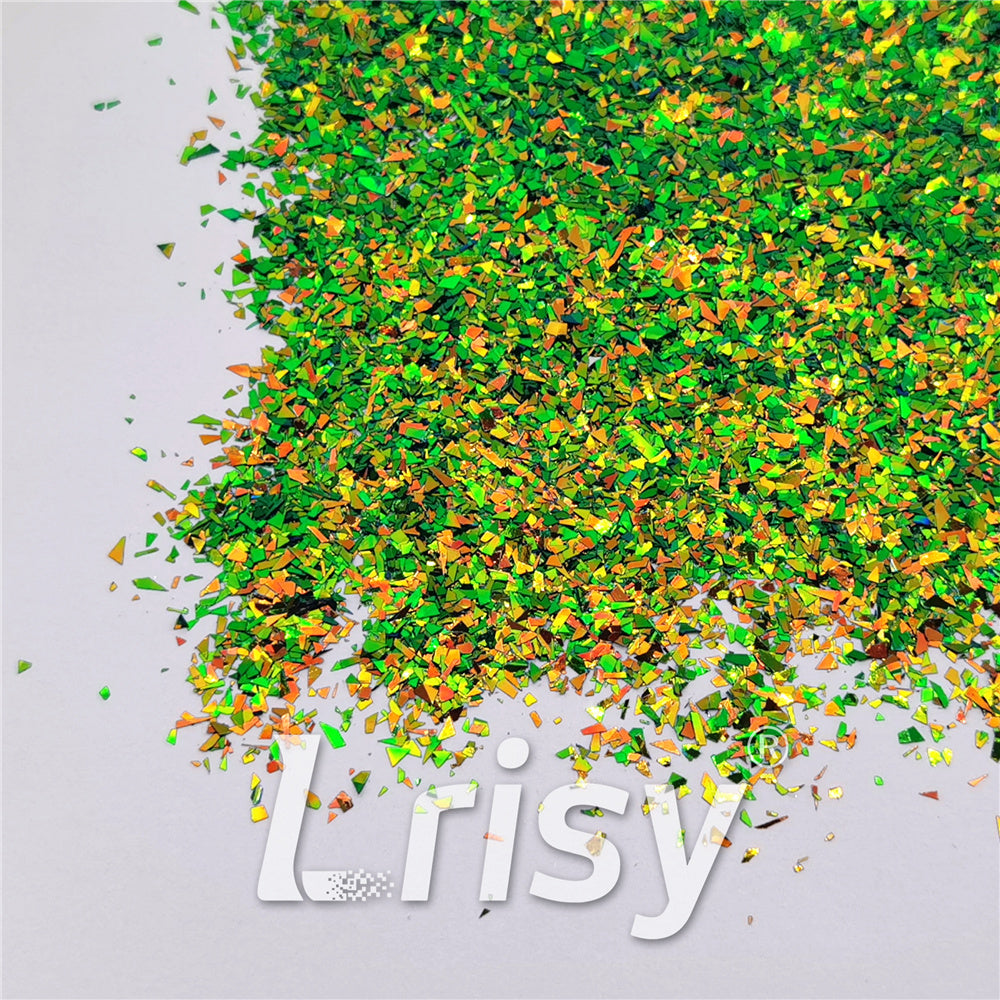 Iridescent Phantom Golden Green Color Shift Glitter Flakes C-BSL7111 2X2