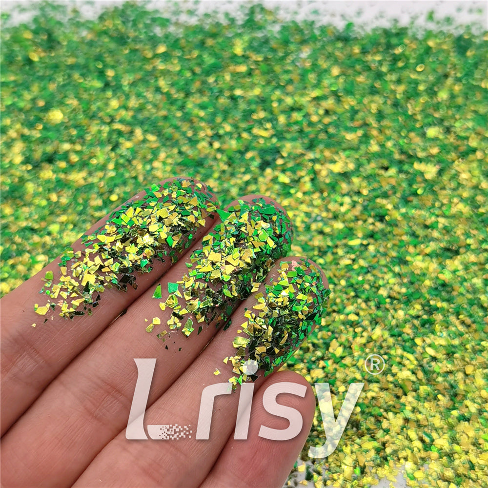 Iridescent Phantom Golden Green Color Shift Glitter Flakes C-BSL7130 2X2