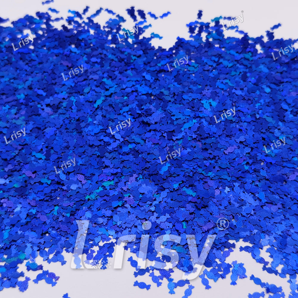 6mm Candy Sweets Shaped Holographic Blue Glitter LB0705