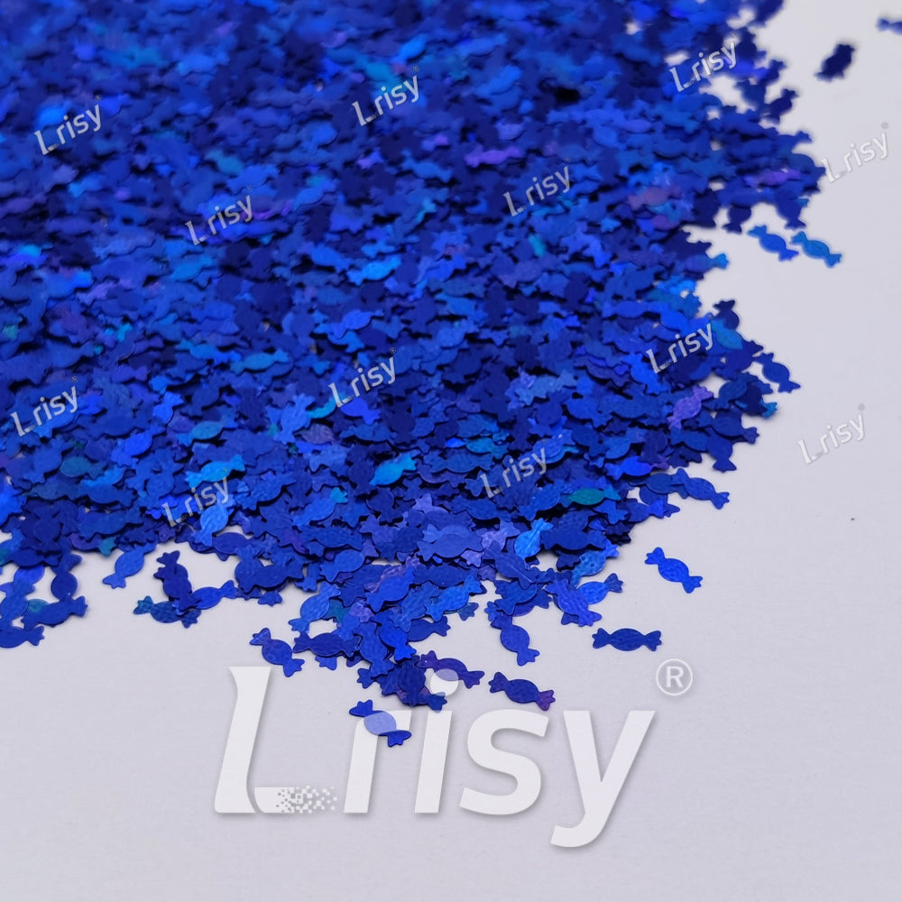 6mm Candy Sweets Shaped Holographic Blue Glitter LB0705