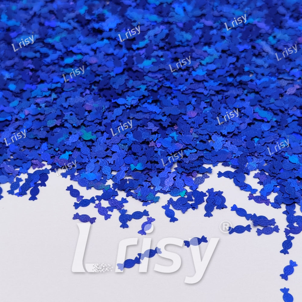 6mm Candy Sweets Shaped Holographic Blue Glitter LB0705