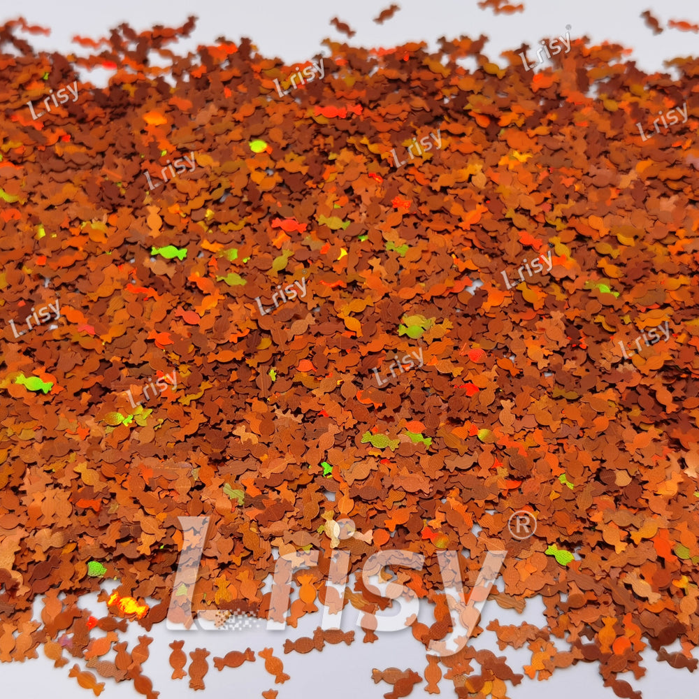 6mm Candy Sweets Shaped Holographic Red Bronze Glitter LB0401