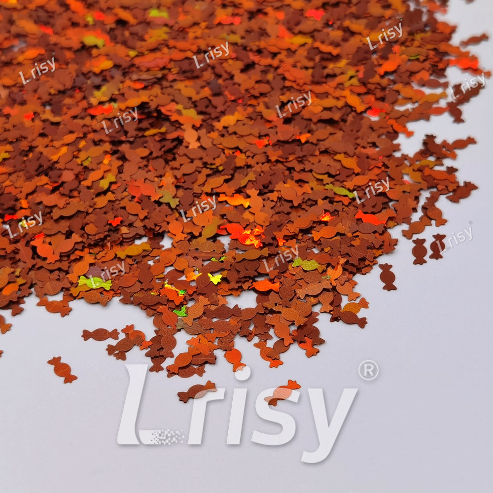 6mm Candy Sweets Shaped Holographic Red Bronze Glitter LB0401