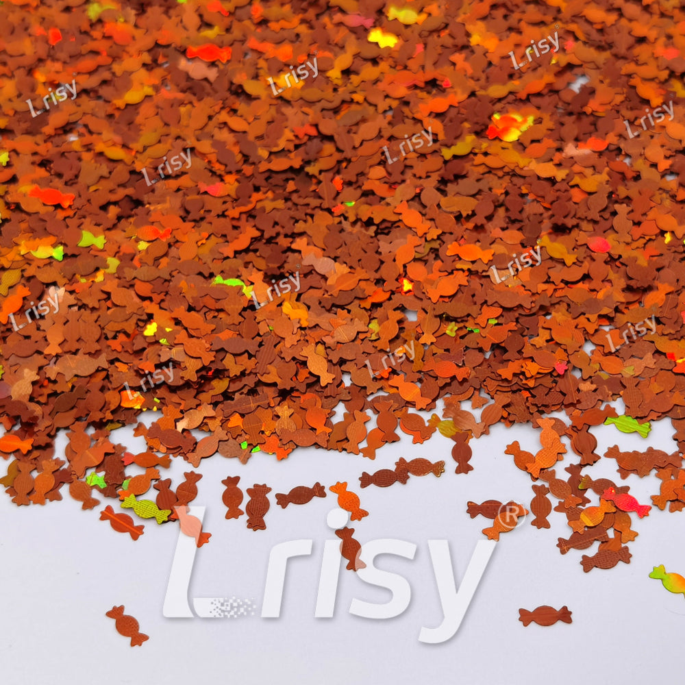 6mm Candy Sweets Shaped Holographic Red Bronze Glitter LB0401
