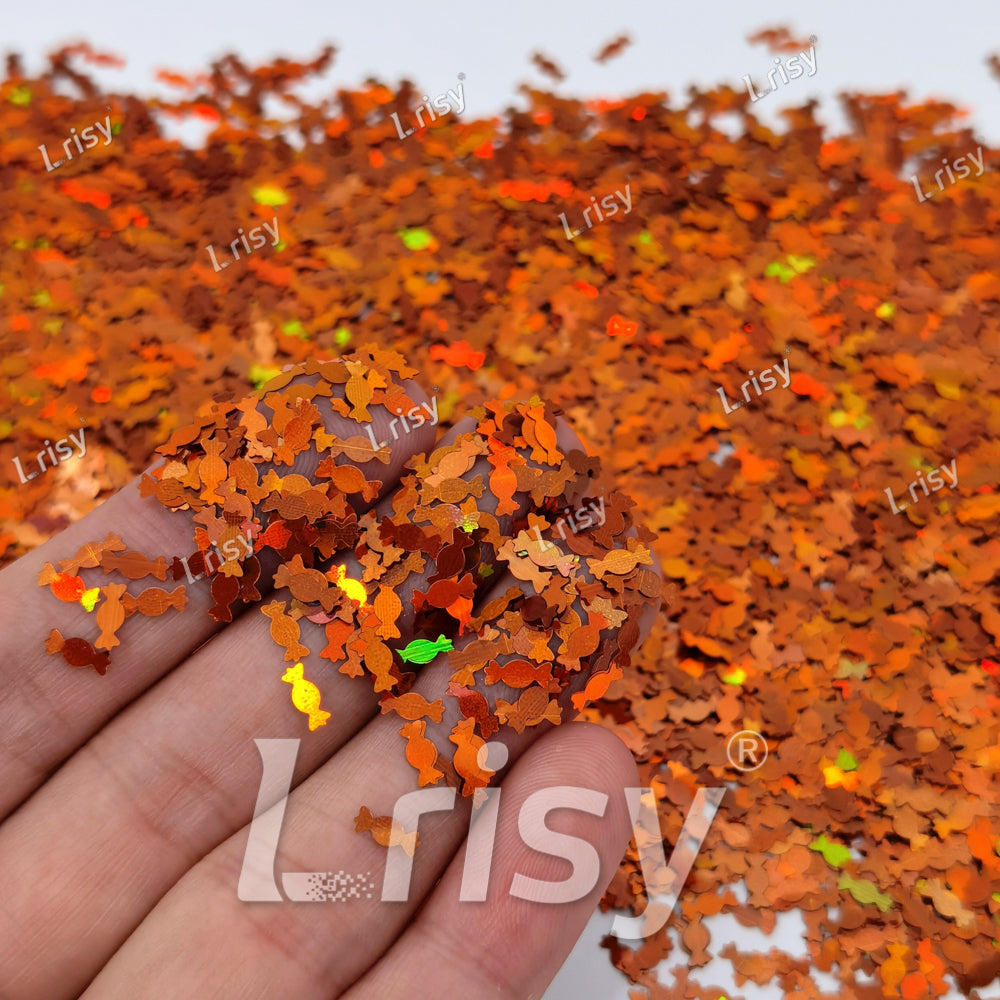 6mm Candy Sweets Shaped Holographic Red Bronze Glitter LB0401