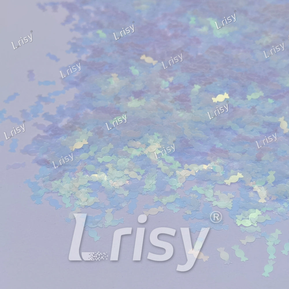 6mm Candy Sweets Shaped Glitter Iridescent Blue C004