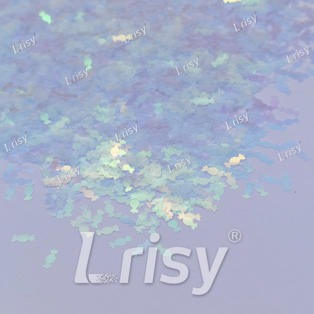 6mm Candy Sweets Shaped Glitter Iridescent Blue C004