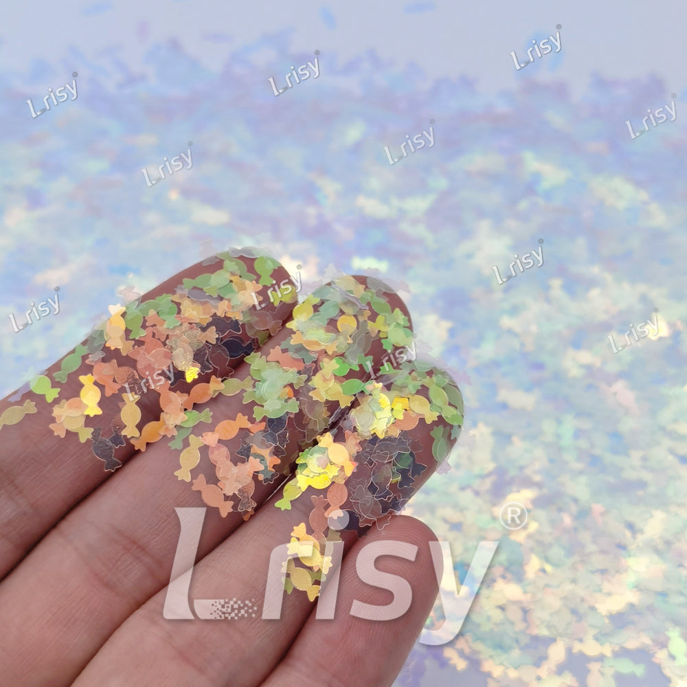6mm Candy Sweets Shaped Glitter Iridescent Blue C004