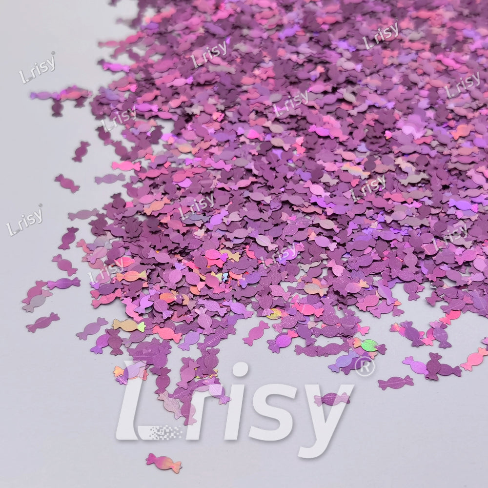 6mm Candy Sweets Shaped Holographic Pink Glitter LB0901