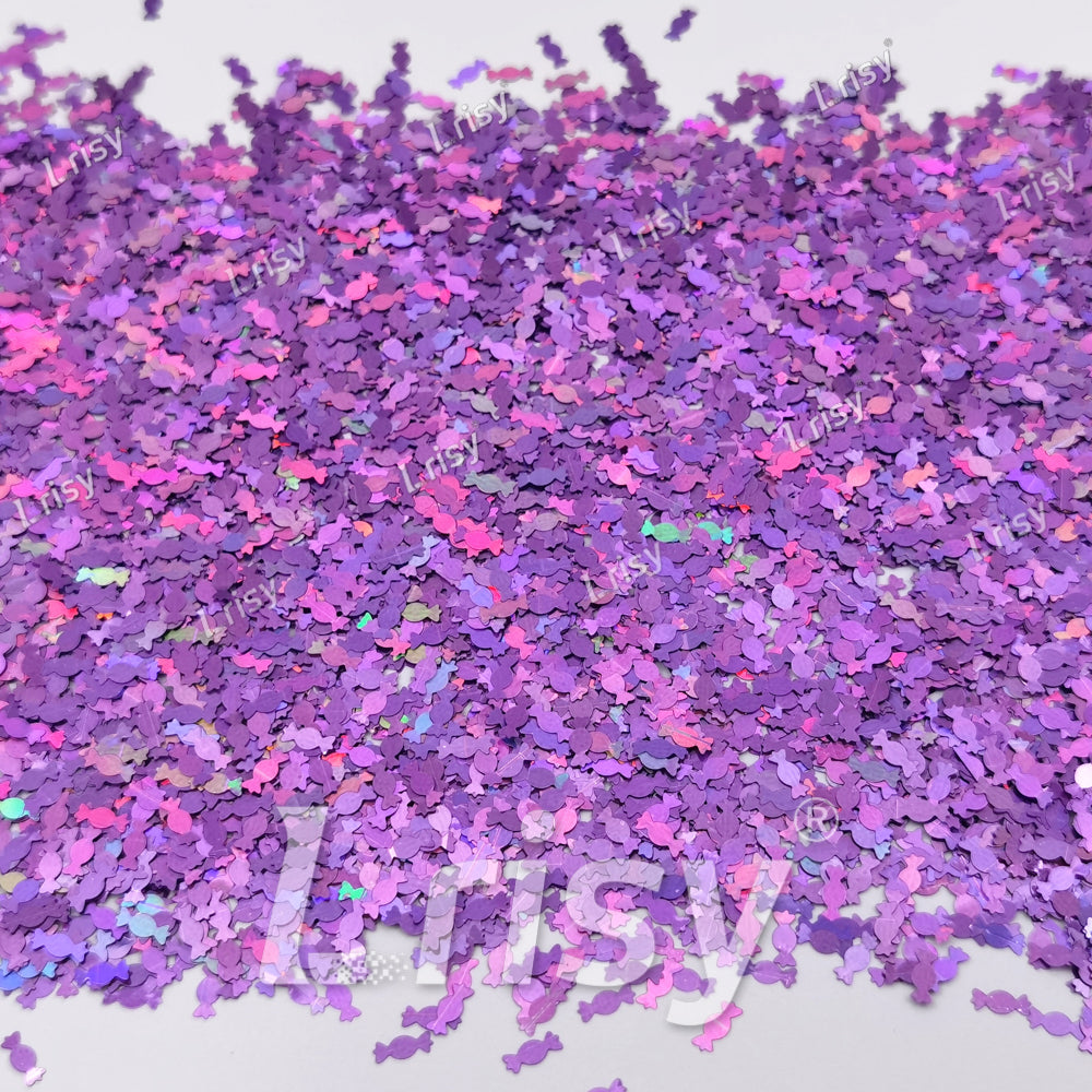 6mm Candy Sweets Shaped Holographic Light Purple Glitter LB0802