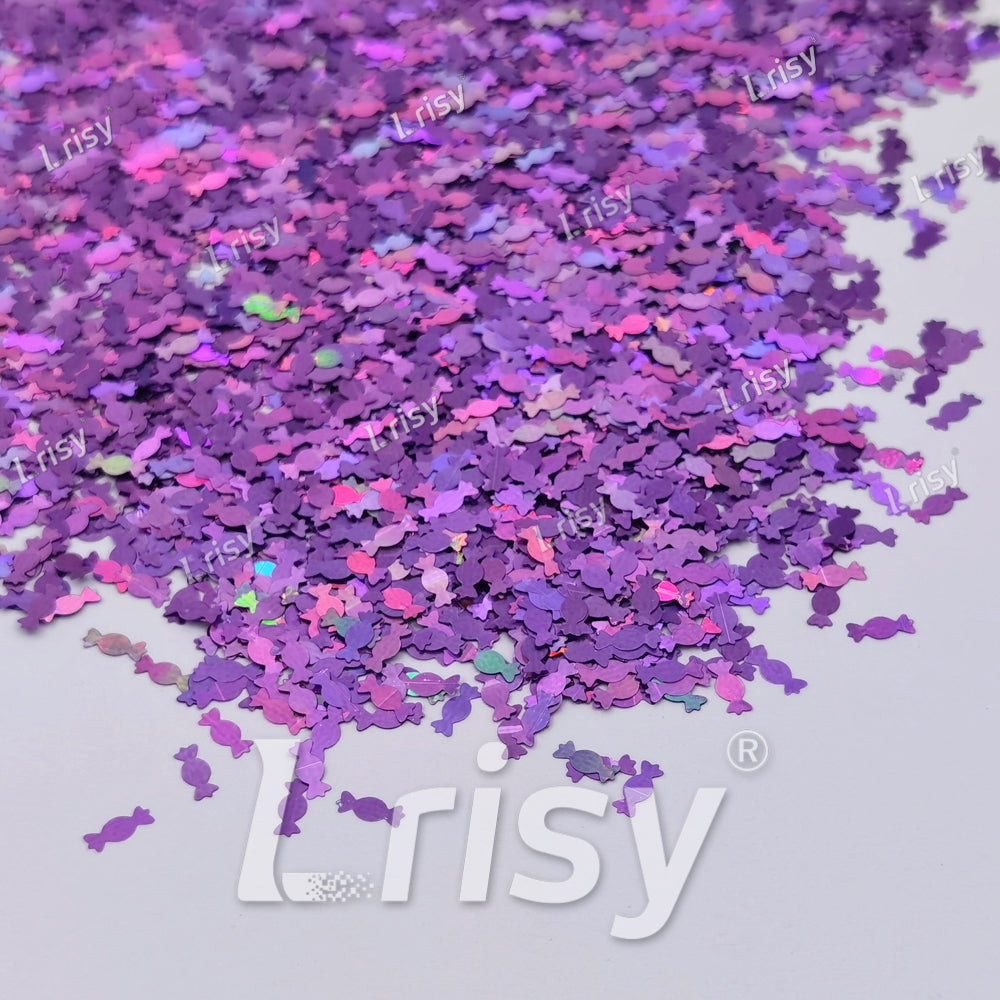 6mm Candy Sweets Shaped Holographic Light Purple Glitter LB0802