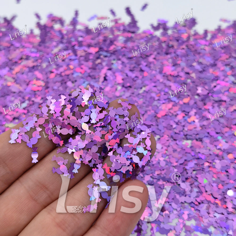 6mm Candy Sweets Shaped Holographic Light Purple Glitter LB0802