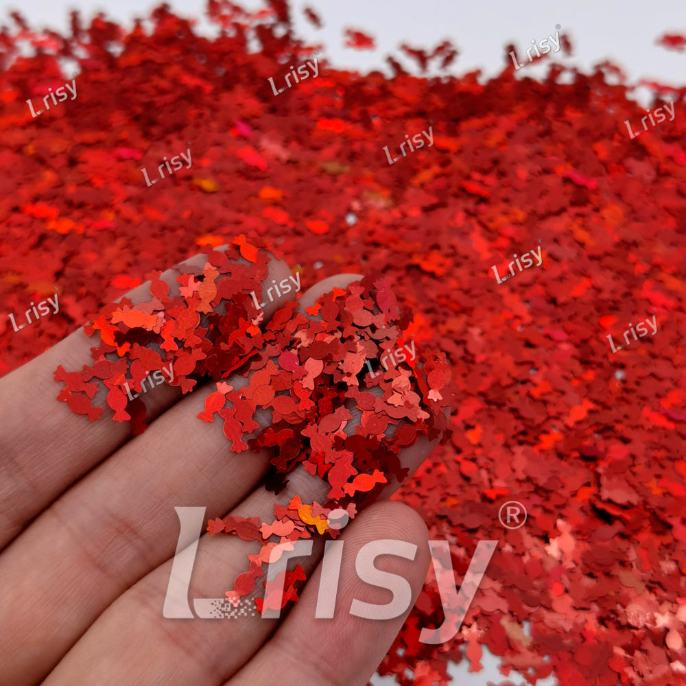 6mm Candy Sweets Shaped Holographic Red Glitter LB0300