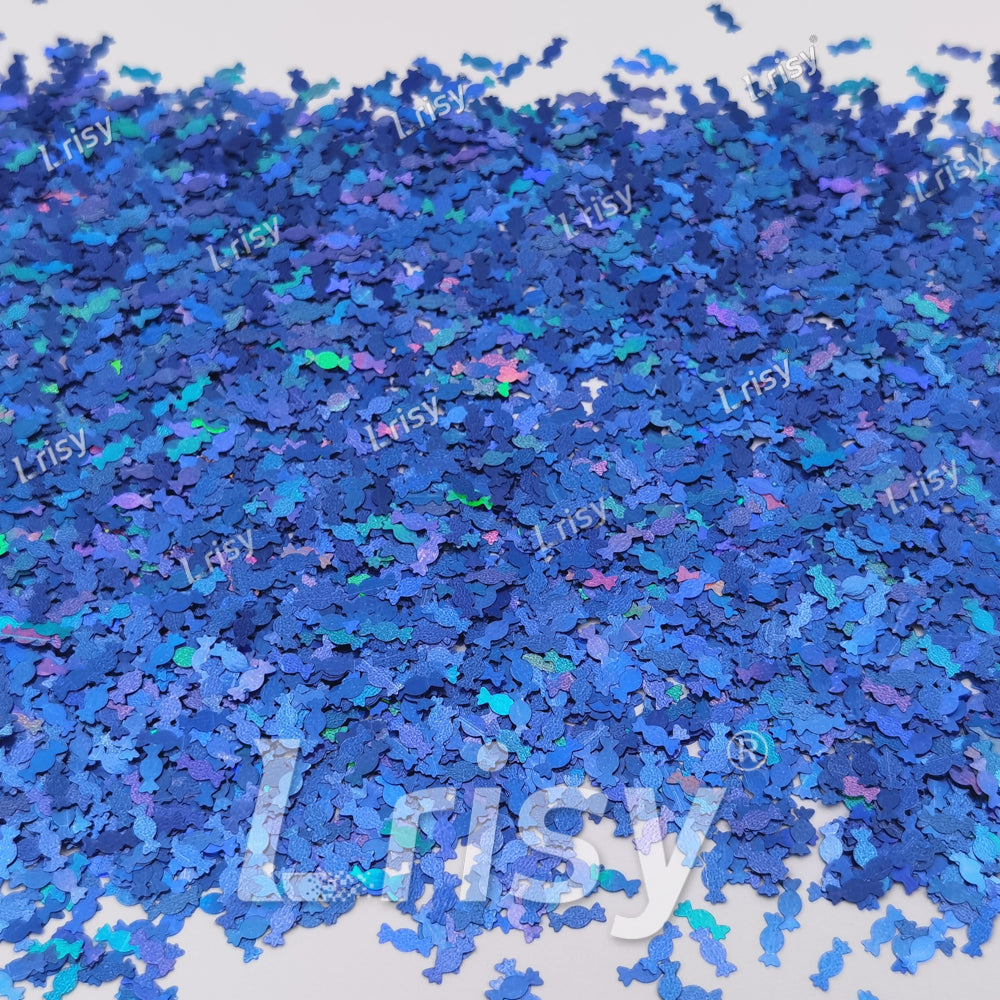 6mm Candy Sweets Shaped Holographic Sea Blue Glitter LB0709