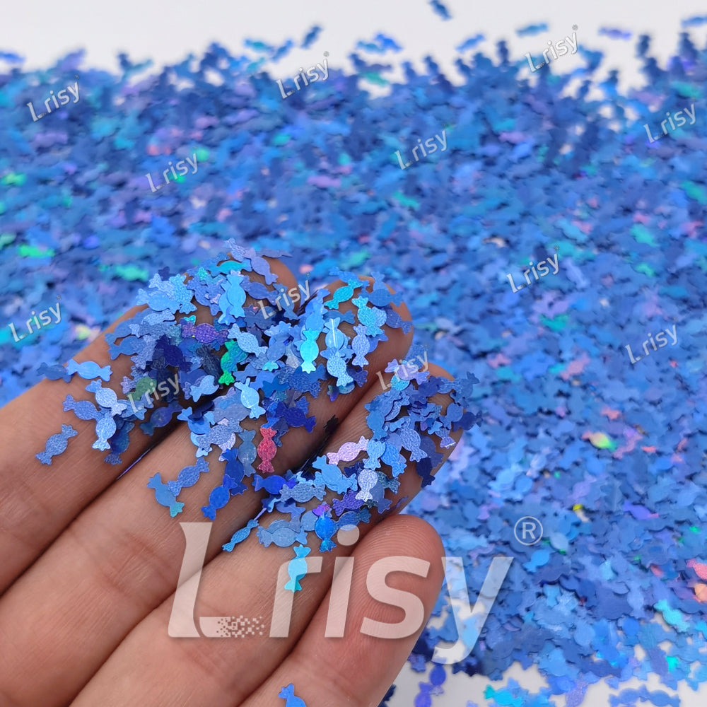6mm Candy Sweets Shaped Holographic Sea Blue Glitter LB0709