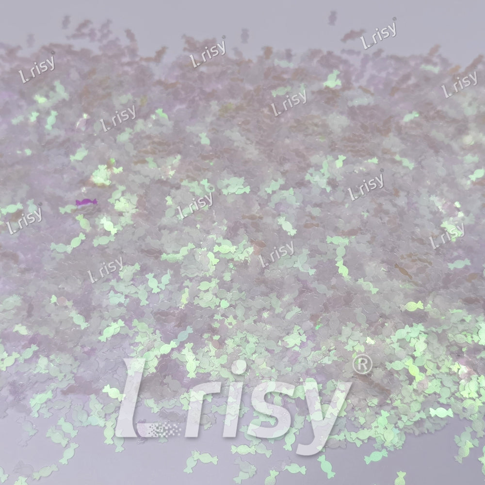6mm Candy Sweets Shaped Glitter Iridescent Pink C003