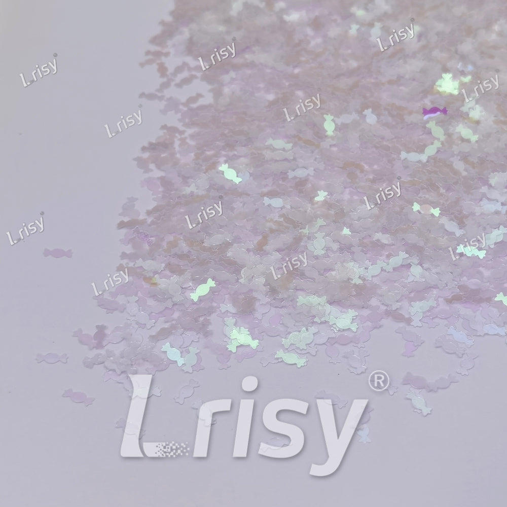 6mm Candy Sweets Shaped Glitter Iridescent Pink C003