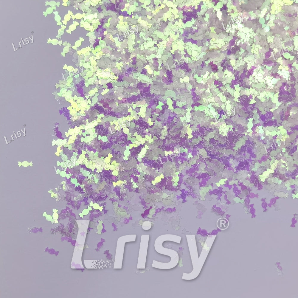6mm Candy Sweets Shaped Glitter Iridescent Pink C003