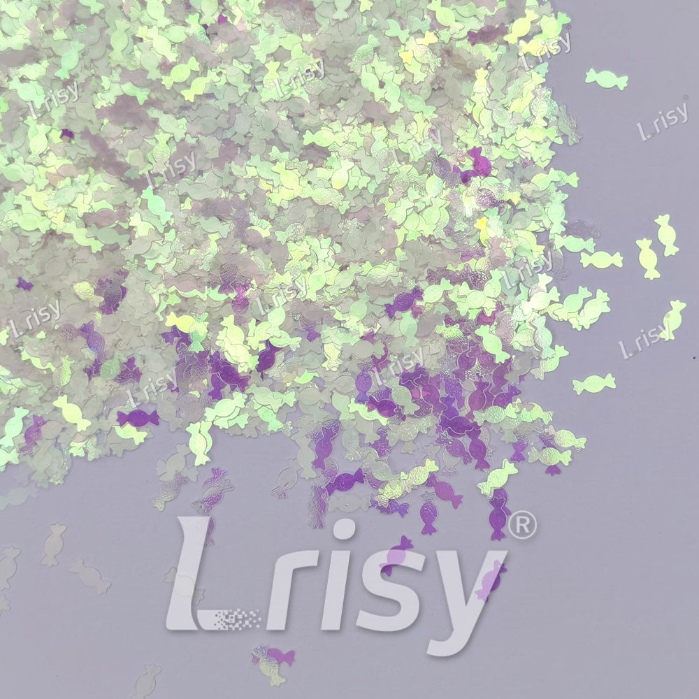 6mm Candy Sweets Shaped Glitter Iridescent Pink C003