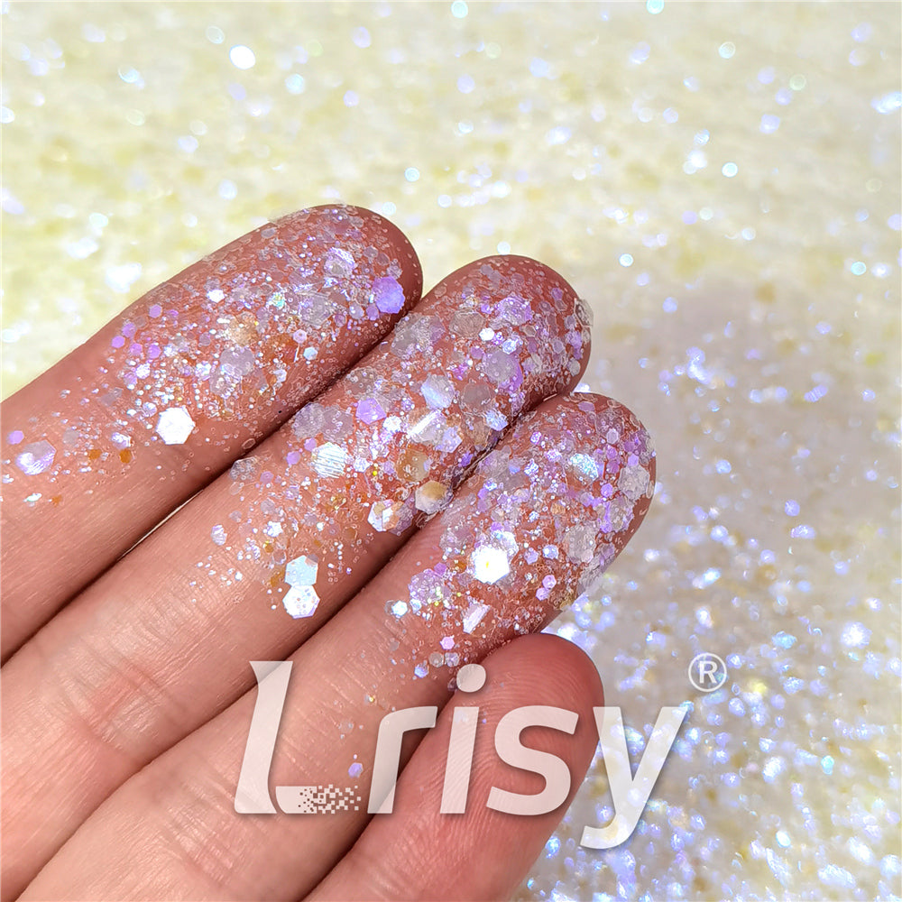 General Mixed High Brightness Iridescent Light Lemon Yellow Glitter FC324