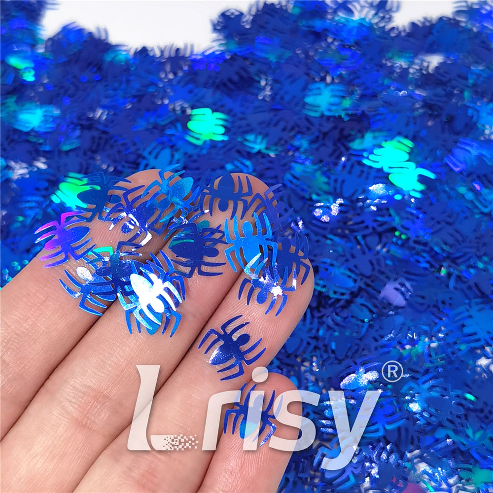 10mm Halloween Spider Holographic Blue Shaped Glitter LB0705