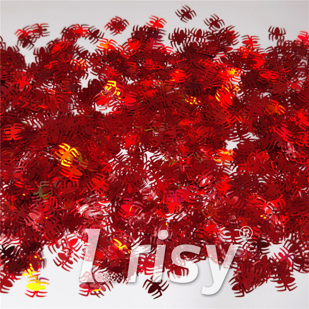 10mm Halloween Spider Holographic Red Shaped Glitter LB0300