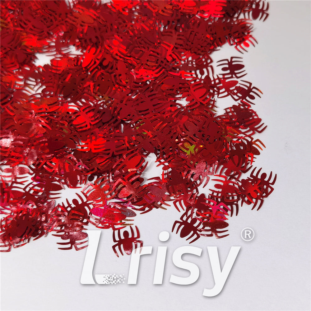 10mm Halloween Spider Holographic Red Shaped Glitter LB0300