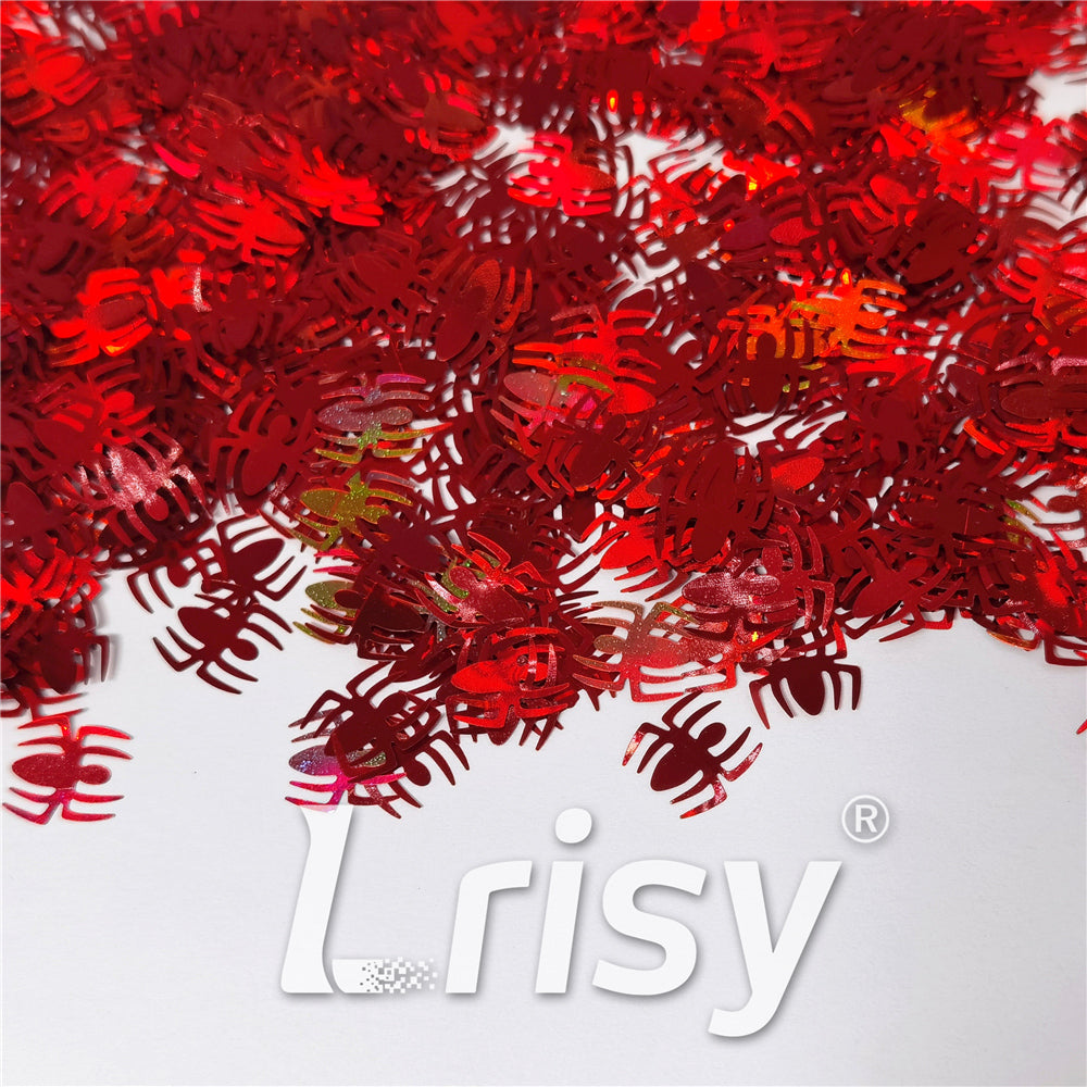 10mm Halloween Spider Holographic Red Shaped Glitter LB0300