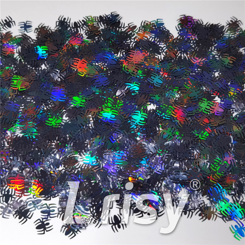 10mm Halloween Spider Holographic Black Shaped Glitter LB01000