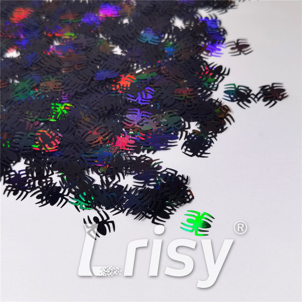 10mm Halloween Spider Holographic Black Shaped Glitter LB01000