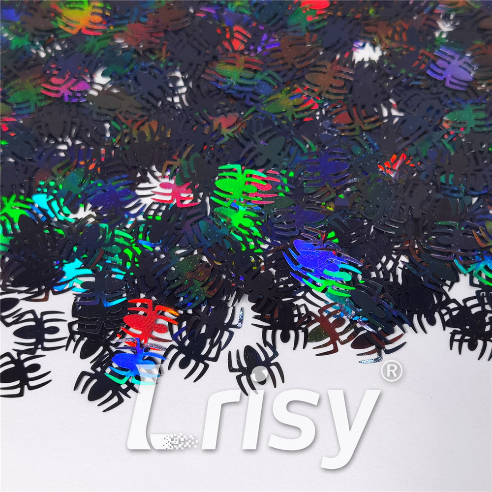 10mm Halloween Spider Holographic Black Shaped Glitter LB01000