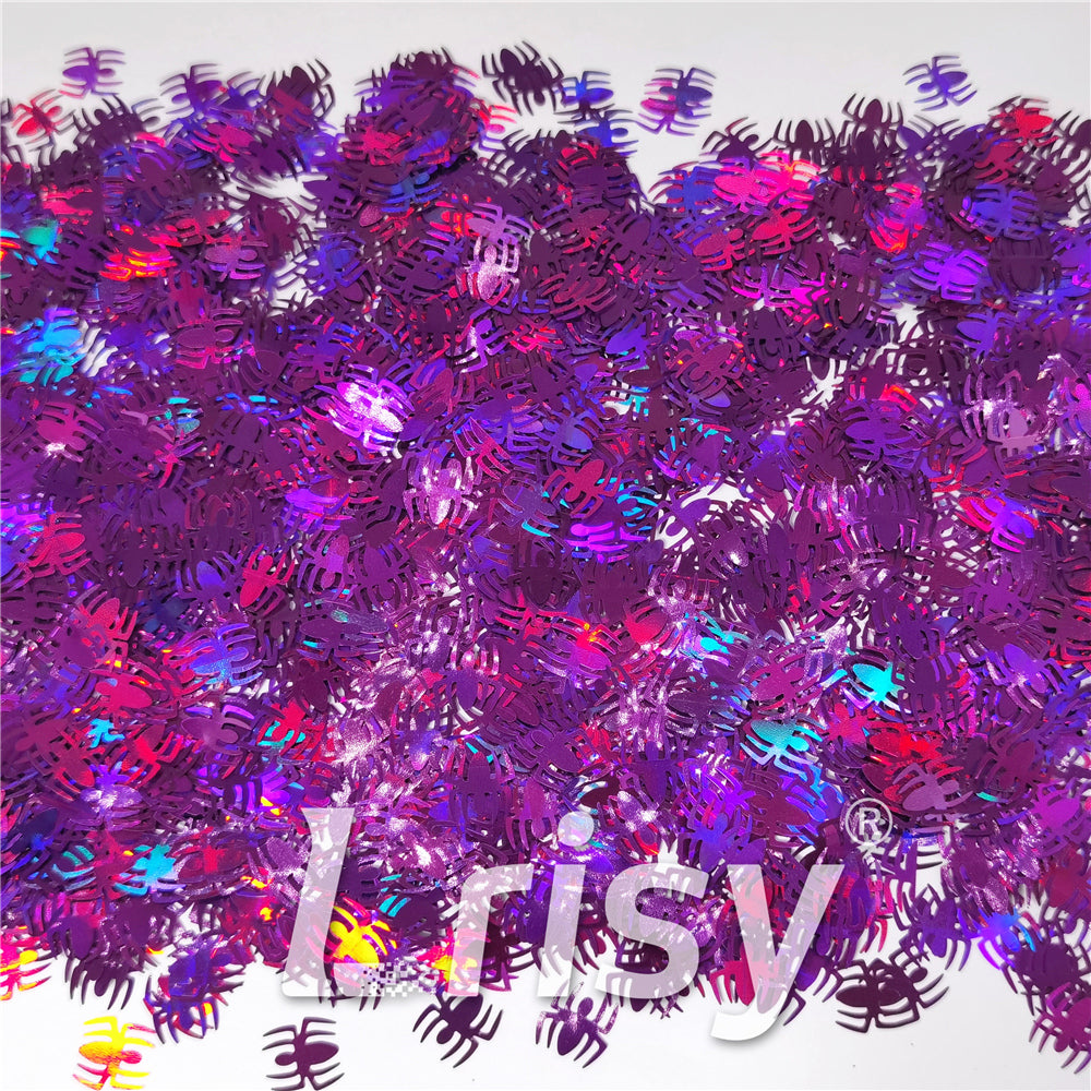 10mm Halloween Spider Holographic Purple Shaped Glitter LB0800
