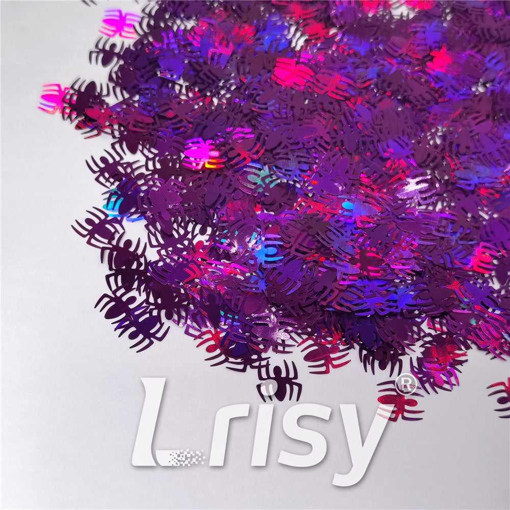 10mm Halloween Spider Holographic Purple Shaped Glitter LB0800