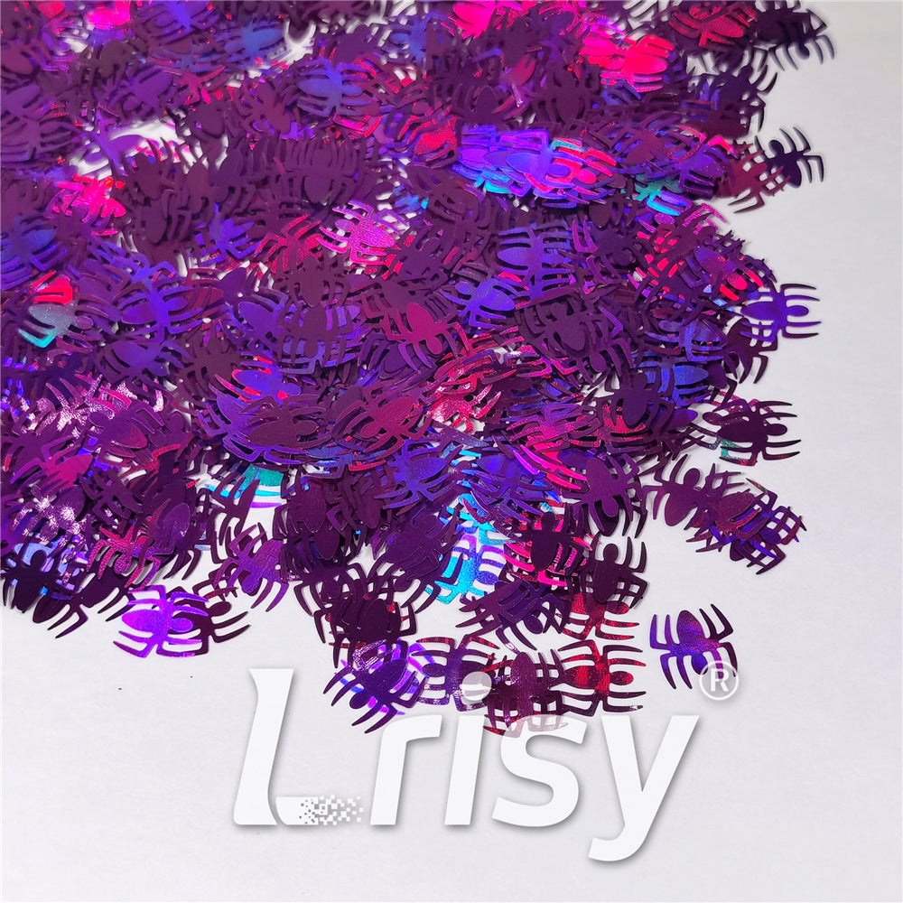 10mm Halloween Spider Holographic Purple Shaped Glitter LB0800