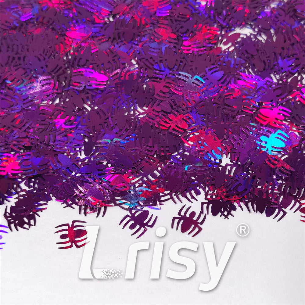 10mm Halloween Spider Holographic Purple Shaped Glitter LB0800