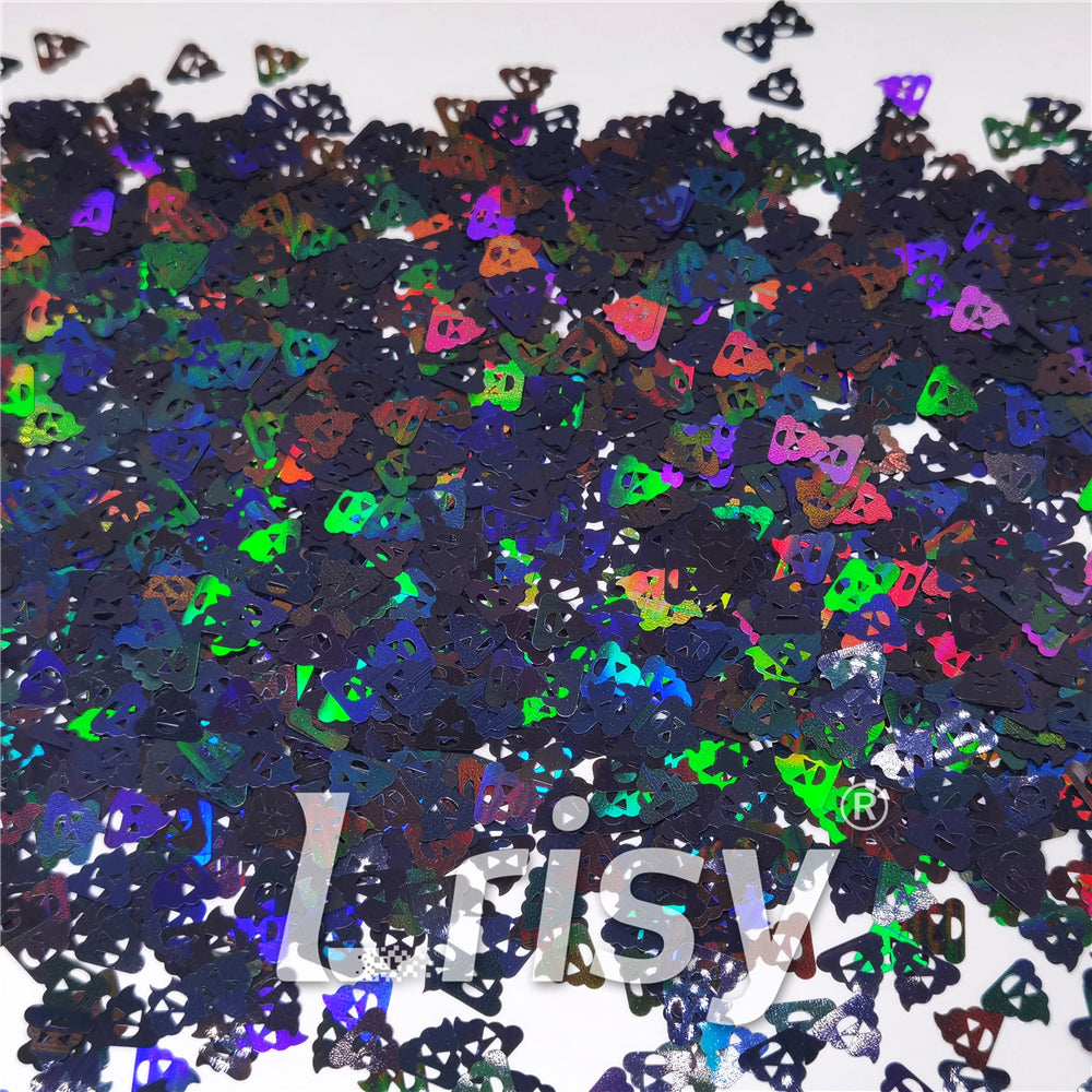 8mm Unnko Holographic Black Shaped Glitter LB01000