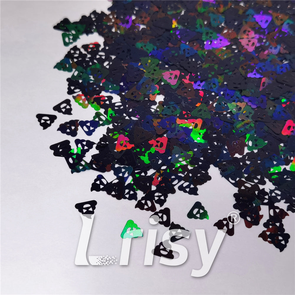 8mm Unnko Holographic Black Shaped Glitter LB01000