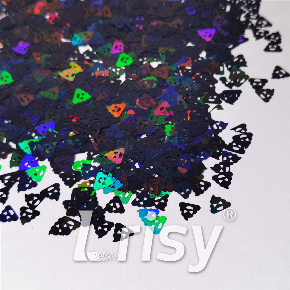 8mm Unnko Holographic Black Shaped Glitter LB01000