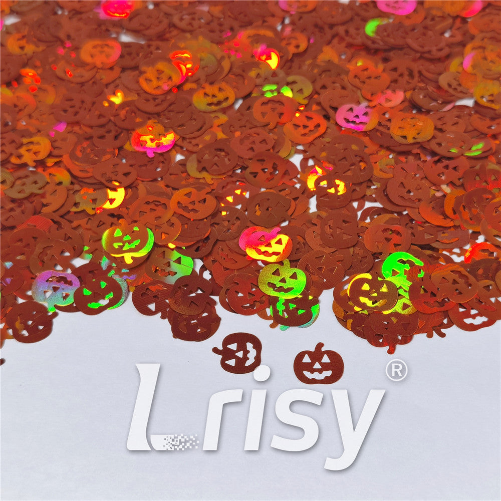10mm Halloween Pumpkin Holographic Brown Shaped Glitter LB0401