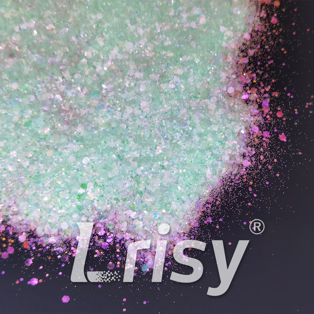 Iridescent Light Green General Mixed High Brightness Glitter FC001