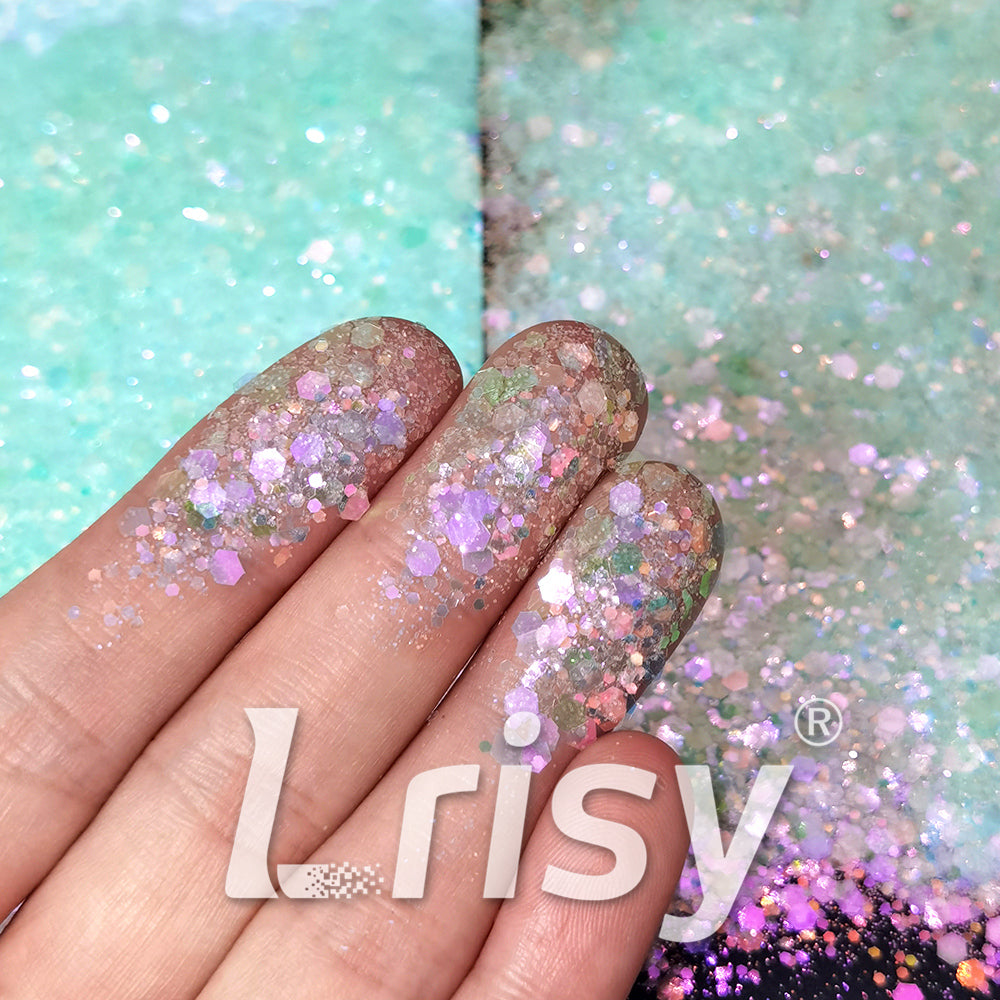 Iridescent Light Green General Mixed High Brightness Glitter FC001