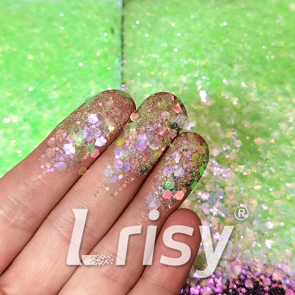Iridescent Grass Green General Mixed High Brightness Glitter FC003