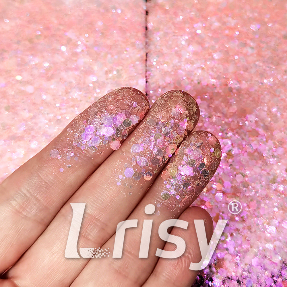 Iridescent Light Red General Mixed High Brightness Glitter FC002