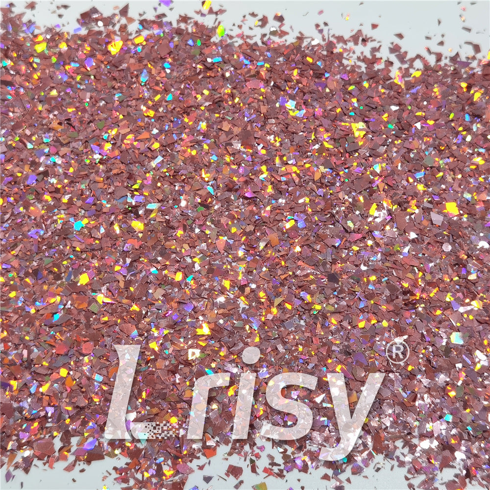 Holographic Hazy Pink Cellophane Glitter Flakes Holo Shards LB0911 4x4