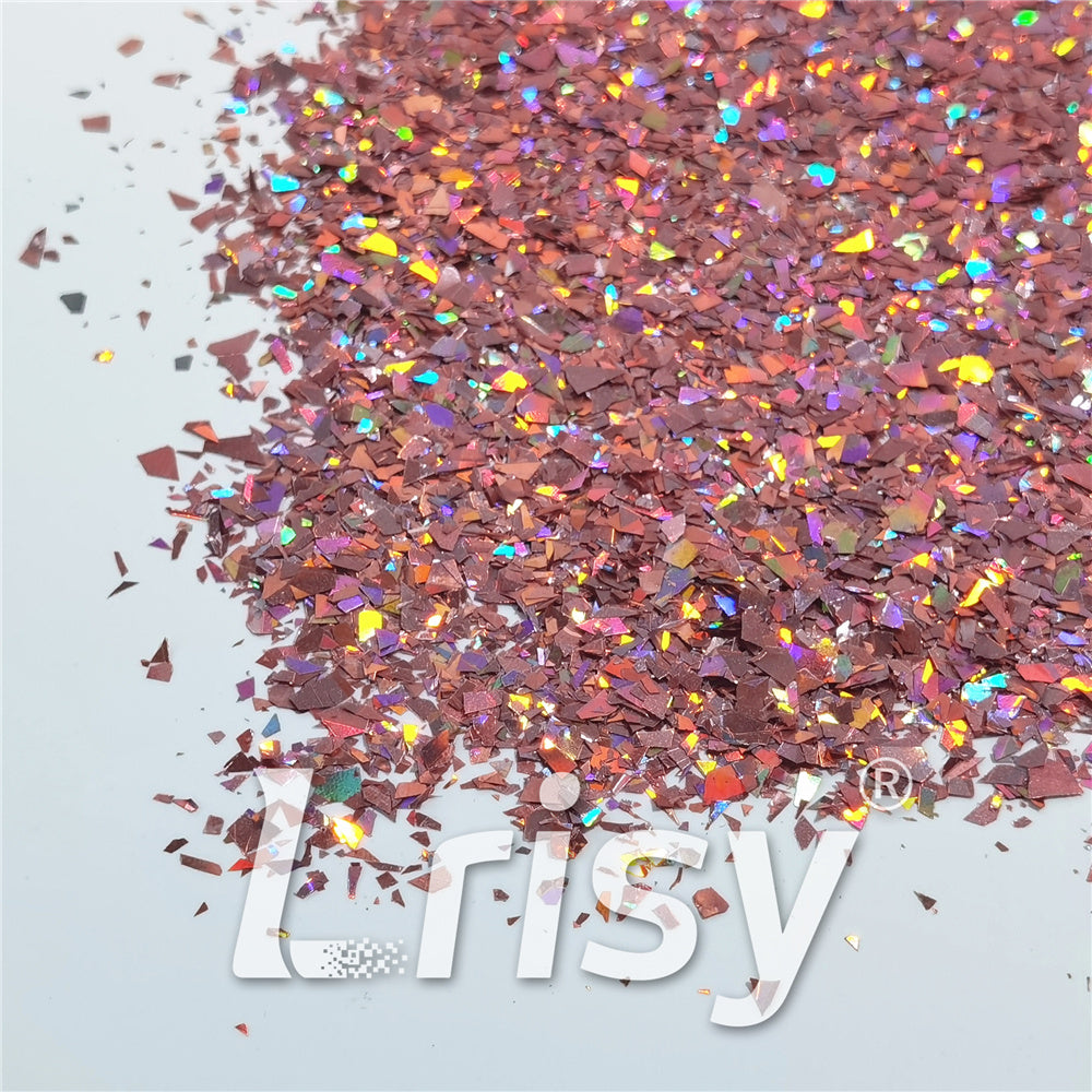 Holographic Hazy Pink Cellophane Glitter Flakes Holo Shards LB0911 4x4