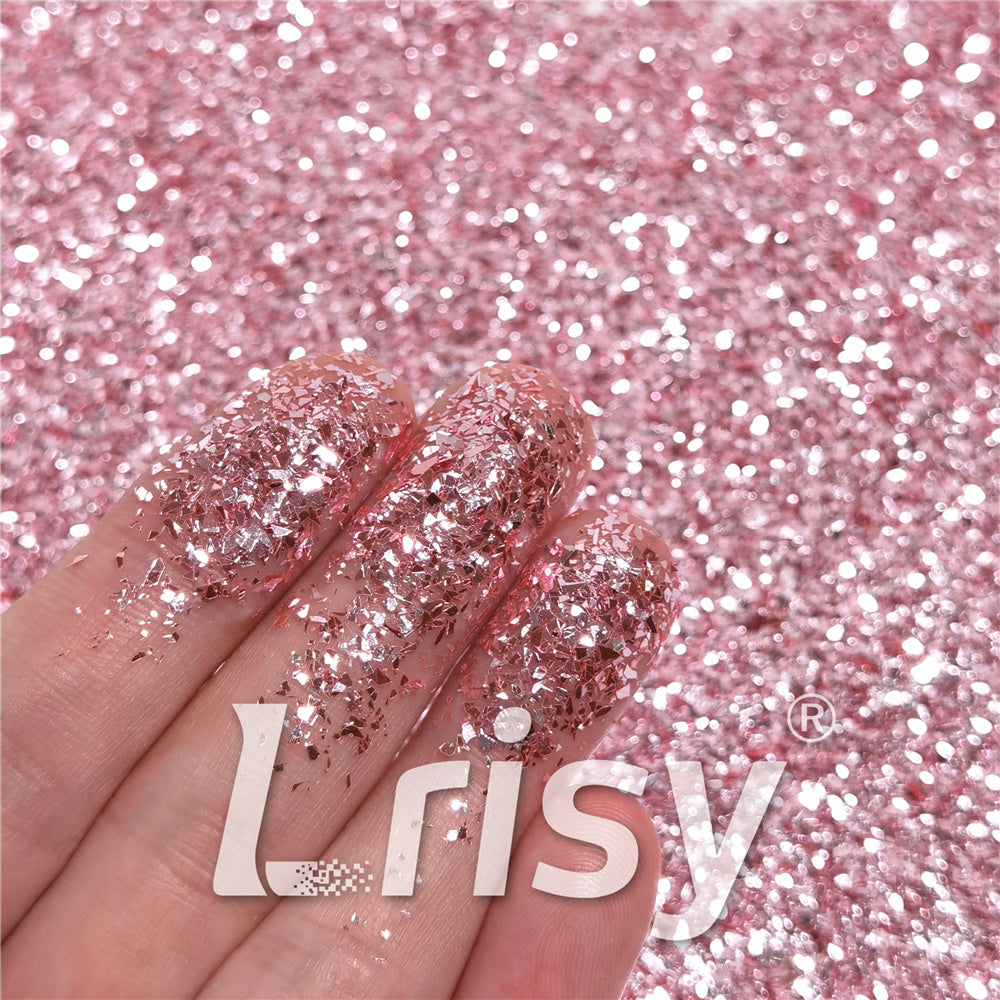 Tender Pink Pure Color Cellophane Glitter Flakes Shards B0920 2x2