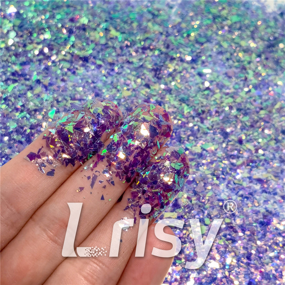 Fluorescent Purple High Brightness Iridescent Cellophane Glitter Shards (Flakes) FC336 4x4