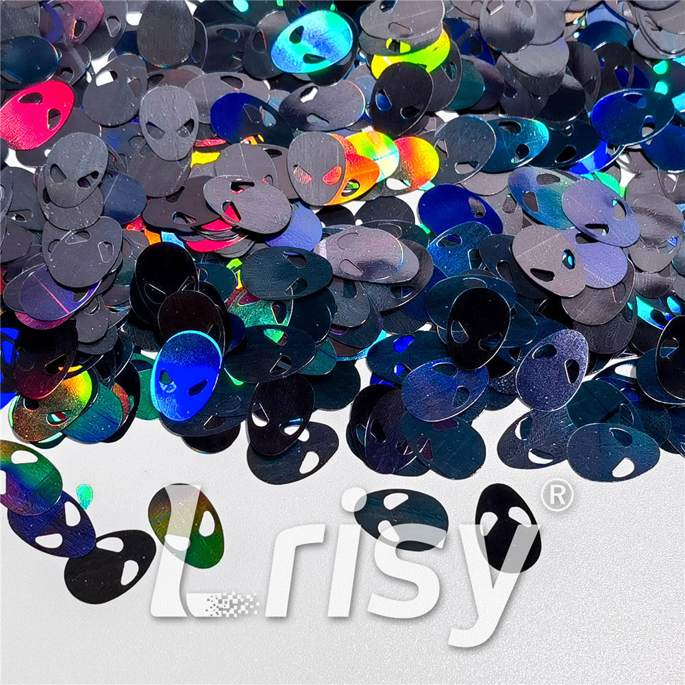 12mm Alien ET Holographic Black Shaped Glitter LB01000